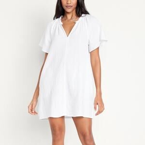 Old Navy Crinkle Gauze Swing Dress Calla Lilies White Women's Size 2XL Tall NWT